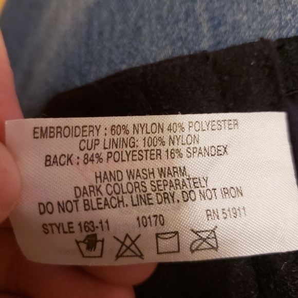 Whimsy Sheer Black Lace Bra 36DDD Sexy Valentine Lingerie Rhinestone Detail EUC - Picture 7 of 7